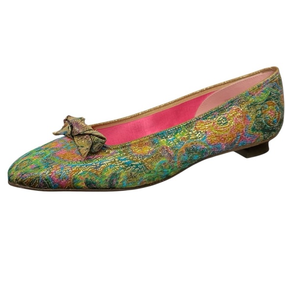 Oomphies Vintage 1960’s Mid Century metallic Colorful Women's Shoes Bow Detail - Picture 2 of 12